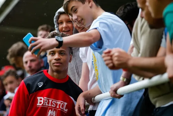 Framed Print : Bobby Reid Engages with Bristol City Fans during Pre-Season Community Match, 2015 Framed Print : Bobby Reid Engages with Bristol City Fans during Pre-Season Community Match, 2015