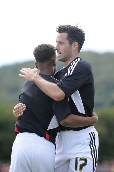Bobby Reid and Greg Cunningham Celebrate Goal for Bristol City against Portishead Town, July 2014