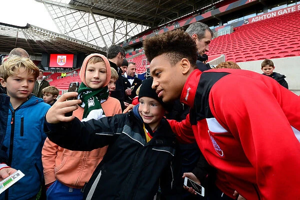 Bobby Reid Interacts with Young Fans after Bristol City vs Ipswich Town Match