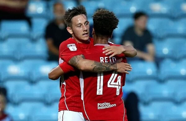 Bobby Reid and Josh Brownhill Celebrate Goal for Bristol City against Scunthorpe United, EFL Cup 2016
