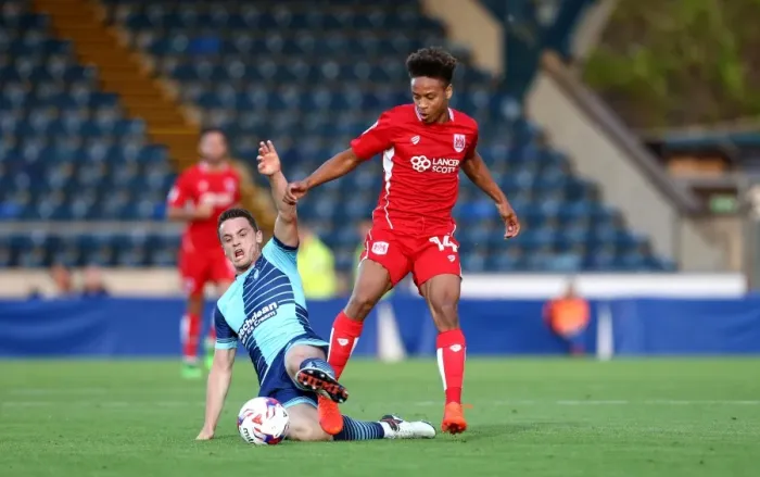 Framed Print : Bobby Reid Tackled by Stephen McGinn in Wycombe Wanderers vs. Bristol City EFL Cup Clash Framed Print : Bobby Reid Tackled by Stephen McGinn in Wycombe Wanderers vs. Bristol City EFL Cup Clash