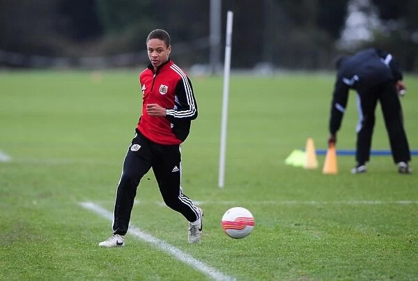 Bobby Reid in Training: Focused and Ready at Bristol City Football Club