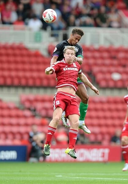 Bobby Reid vs Grant Leadbitter: Aerial Battle at Riverside Stadium - Middlesbrough vs Bristol City, Sky Bet Championship