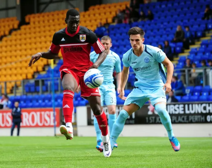 Framed Print : Bolasie in Action: Pre-Season Friendly - St Johnstone vs. Bristol City, 2012 Framed Print : Bolasie in Action: Pre-Season Friendly - St Johnstone vs. Bristol City, 2012