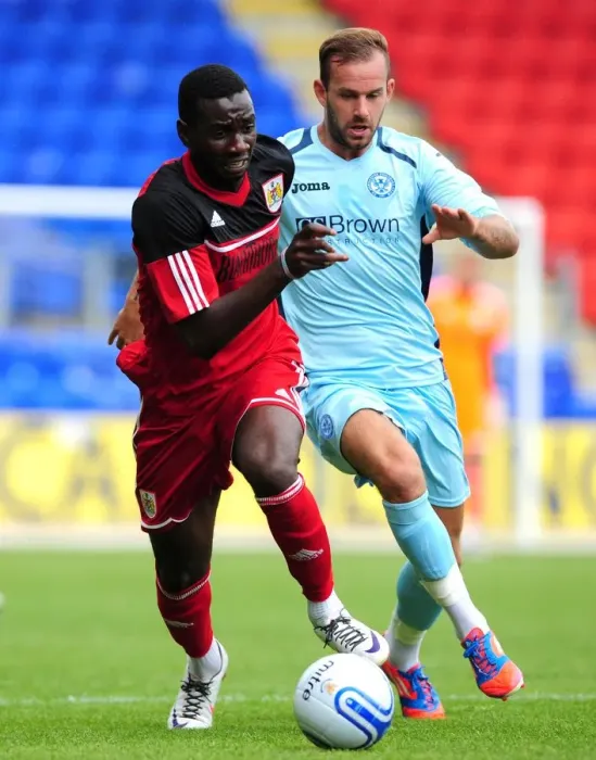 Framed Print : Bolasie Charges Forward: Bristol City's Pre-Season Thriller at McDiarmid Park