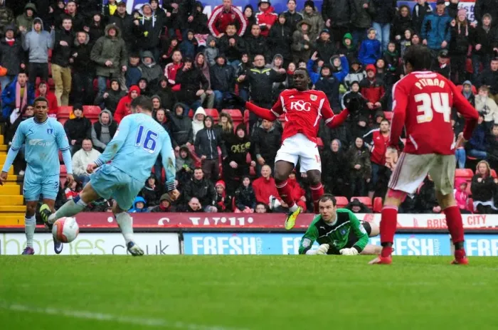 Framed Print : Bolasie Scores the Second: Bristol City vs Coventry City, 9th April 2012, Ashton Gate Stadium
