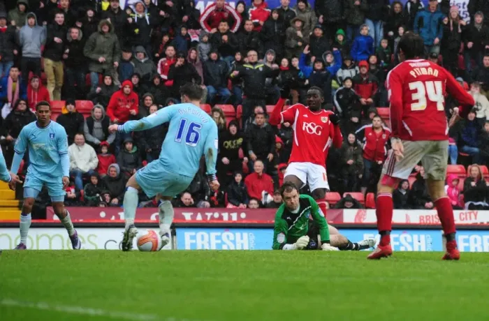 Framed Print : Bolasie Strikes Again: Yannick Scores the Second Goal for Bristol City against Coventry City at Ashton Gate (09 / 04 / 2012) Framed Print : Bolasie Strikes Again: Yannick Scores the Second Goal for Bristol City against Coventry City at Ashton Gate (09 / 04 / 2012)