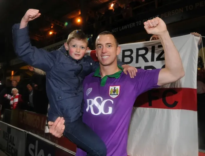 Framed Print : Bradford City vs. Bristol City: Aaron Wilbraham Celebrates Promotion-Winning Goal with Young Fan