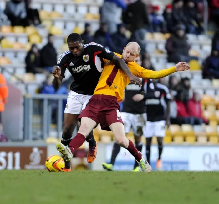 Framed Print : Bradford City vs. Bristol City: Intense Moment as Jason Kennedy Tackles Jay Emmanuel-Thomas Framed Print : Bradford City vs. Bristol City: Intense Moment as Jason Kennedy Tackles Jay Emmanuel-Thomas