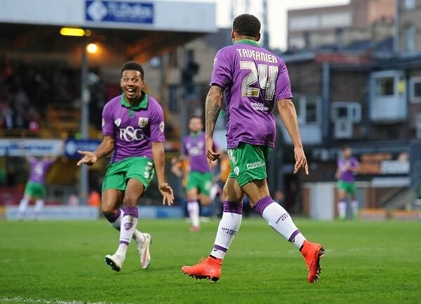 Bradford City vs. Bristol City: Korey Smith and James Tavernier Celebrate Goal (Promotion Battle)