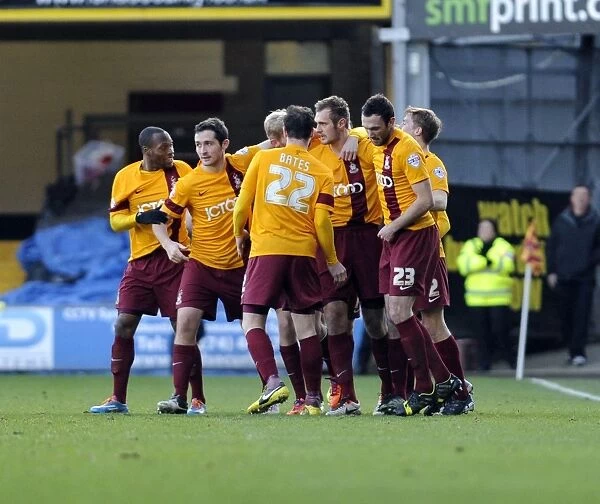 Bradford City's James Hanson Celebrates Goal Against Bristol City - Sky Bet League One, 2014