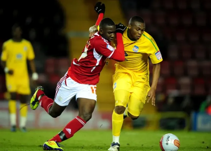 Framed Print : Brasil City vs Crystal Palace: A Championship Showdown - Yannick Bolasie vs Kagisho Dikgacoi Battle the Pitch, 14 / 02 / 2012
