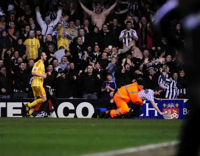 Framed Print : Brawl at Ashton Gate: Newcastle Fan Tackled by Steward During Championship Clash Between Bristol City and Newcastle United - 20 / 03 / 2010 Framed Print : Brawl at Ashton Gate: Newcastle Fan Tackled by Steward During Championship Clash Between Bristol City and Newcastle United - 20 / 03 / 2010