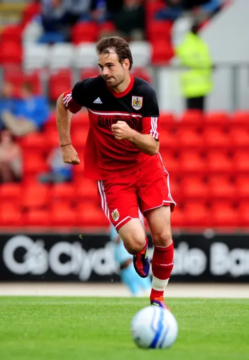 Framed Print : Brett Pitman in Action: St Johnstone vs. Bristol City, Pre-Season Friendly at McDiarmid Park, 2012 Framed Print : Brett Pitman in Action: St Johnstone vs. Bristol City, Pre-Season Friendly at McDiarmid Park, 2012