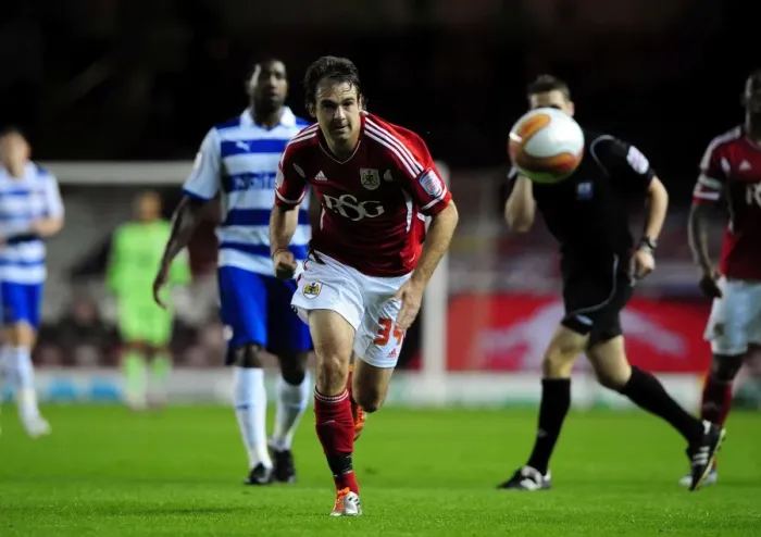 Framed Print : Brett Pitman Scores for Bristol City Against Reading in Championship Match at Ashton Gate Stadium - September 27, 2011
