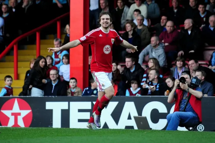 Framed Print : Brett Pitman Scores the Opener: Thrilling Championship Match at Ashton Gate - 19 / 03 / 2011 (Bristol City vs Burnley) Framed Print : Brett Pitman Scores the Opener: Thrilling Championship Match at Ashton Gate - 19 / 03 / 2011 (Bristol City vs Burnley)