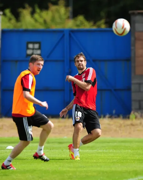 Framed Print : Brett Pitman Scores Stunner at Pre-Season Training: Bristol City Football Club