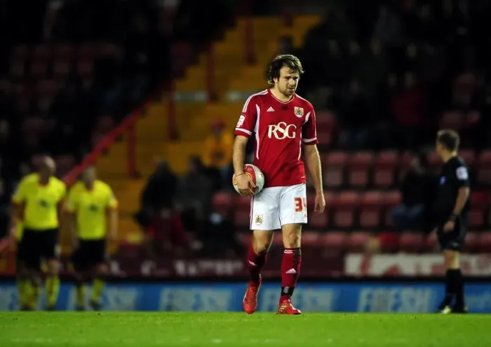 Framed Print : Brett Pitman's Disappointment: Bristol City vs. Watford, 2012
