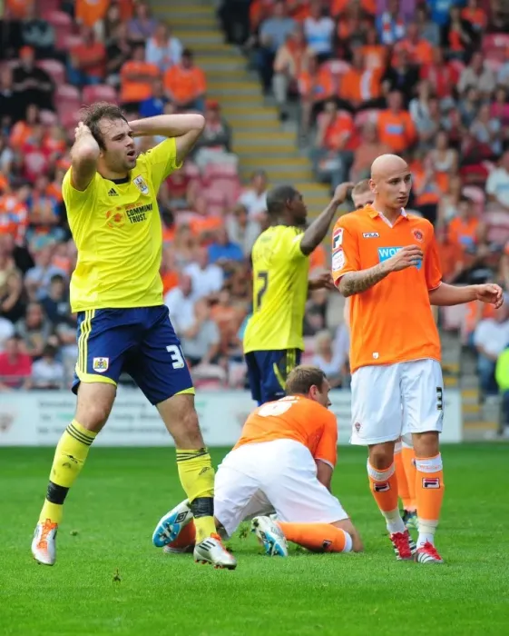 Framed Print : Brett Pitman's Dramatic Reaction to Matthew Gilks Save - Blackpool vs. Bristol City, League Cup 2011 Framed Print : Brett Pitman's Dramatic Reaction to Matthew Gilks Save - Blackpool vs. Bristol City, League Cup 2011