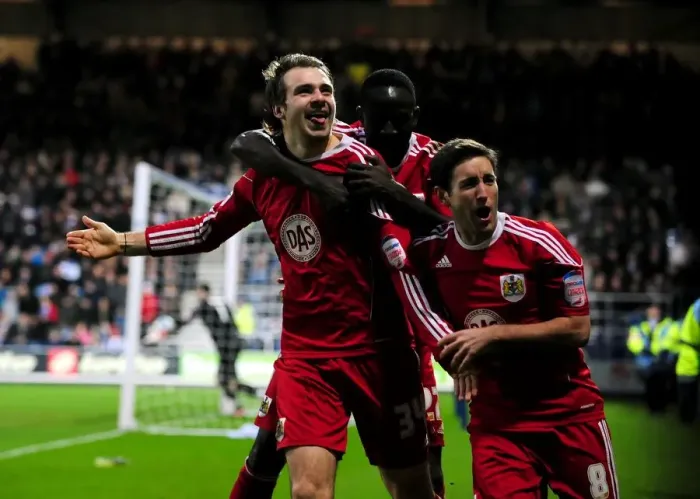 Framed Print : Brett Pitman's Epic Goal Celebration: A Memorable Moment for Bristol City in the Championship (03 / 01 / 2011) Framed Print : Brett Pitman's Epic Goal Celebration: A Memorable Moment for Bristol City in the Championship (03 / 01 / 2011)