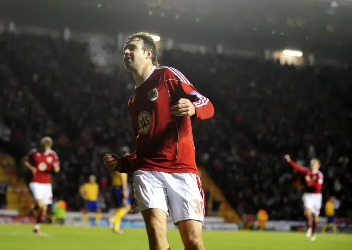 Framed Print : Brett Pitman's Euphoric Goal Celebration: Championship Match - Bristol City vs. Derby County (11-12-2010) Framed Print : Brett Pitman's Euphoric Goal Celebration: Championship Match - Bristol City vs. Derby County (11-12-2010)