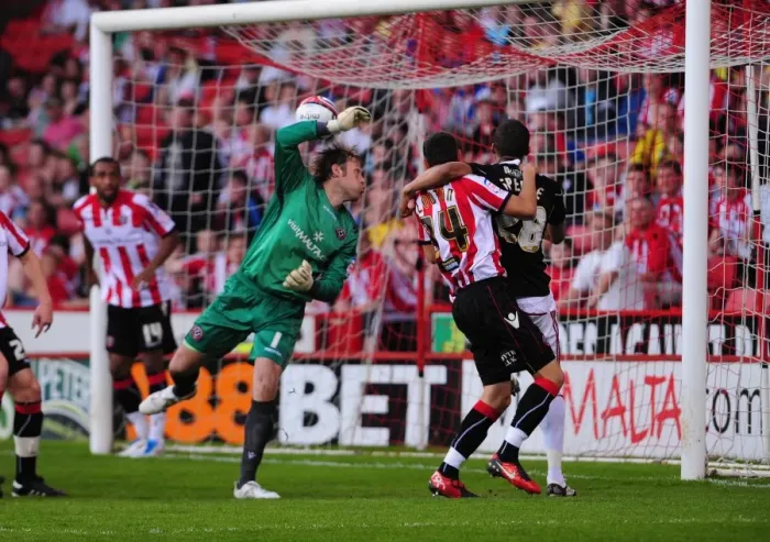 Framed Print : Brett Pitman's Fateful Corner: Steve Simonsen Scores Own Goal for Bristol City vs. Sheffield United (Championship, 23rd April 2011) Framed Print : Brett Pitman's Fateful Corner: Steve Simonsen Scores Own Goal for Bristol City vs. Sheffield United (Championship, 23rd April 2011)
