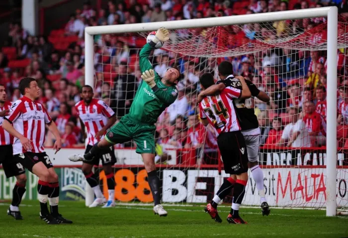 Framed Print : Brett Pitman's Inadvertent Strike: Steve Simonsen Scores Own Goal for Bristol City Against Sheffield United in Championship Match (April 23, 2011) Framed Print : Brett Pitman's Inadvertent Strike: Steve Simonsen Scores Own Goal for Bristol City Against Sheffield United in Championship Match (April 23, 2011)