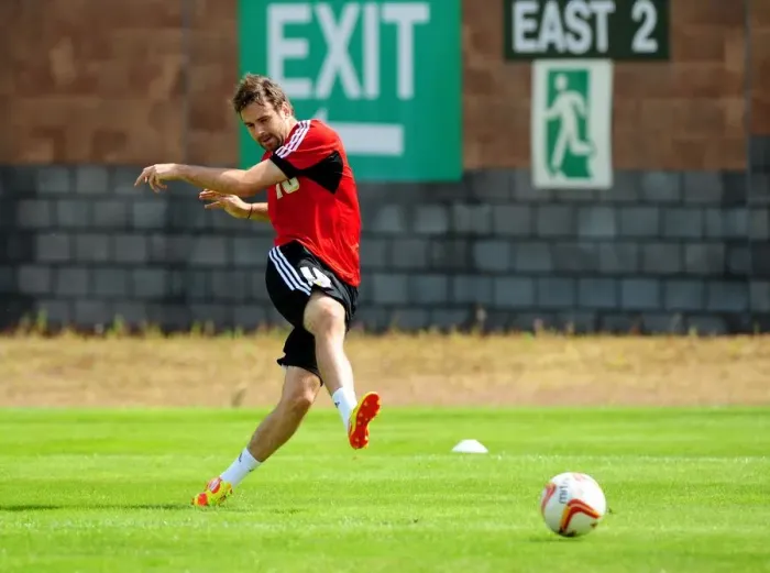 Framed Print : Brett Pitman's Shot at Pre-Season Training, Bristol City FC, 2012 Framed Print : Brett Pitman's Shot at Pre-Season Training, Bristol City FC, 2012