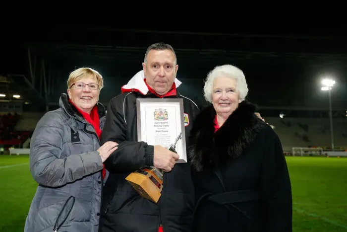 Framed Print : Brian Tinnion Honored at Half-Time: Marina Dolman Presents Award at Bristol City vs Brighton & Hove Albion (2016) Framed Print : Brian Tinnion Honored at Half-Time: Marina Dolman Presents Award at Bristol City vs Brighton & Hove Albion (2016)