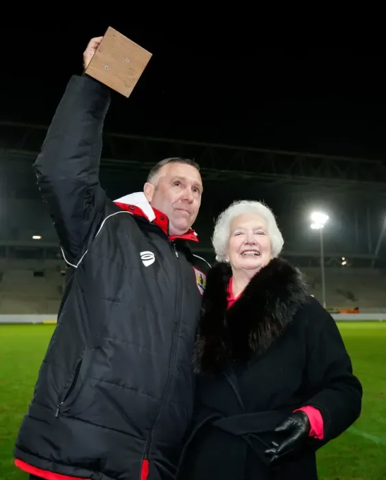 Framed Print : Brian Tinnion Receives Half Time Award from Marina Dolman at Bristol City vs Brighton & Hove Albion, 2016