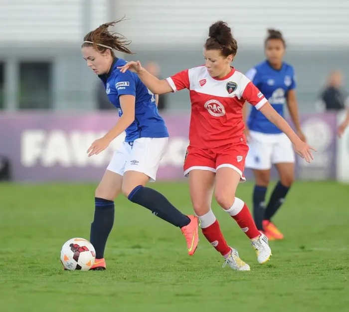 Framed Print : Bristol Academy vs Everton Ladies: Clash at the Stadium, 23rd August 2014