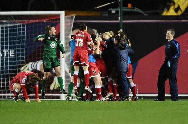 Bristol Academy Women Celebrate Victory Over FC Barcelona in Champions League Match