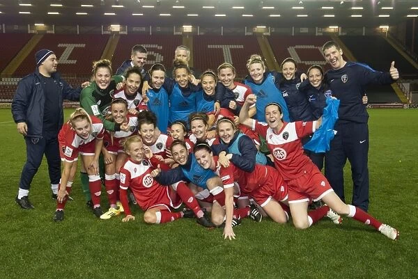 Bristol Academy Women's FC Celebrate Victory Over FC Barcelona in Champions League