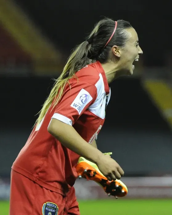 Framed Print : Bristol Academy Women's FC Defy Odds, Triumph Over FC Barcelona in Champions League: Natasha Harding's Euphoric Moment Framed Print : Bristol Academy Women's FC Defy Odds, Triumph Over FC Barcelona in Champions League: Natasha Harding's Euphoric Moment