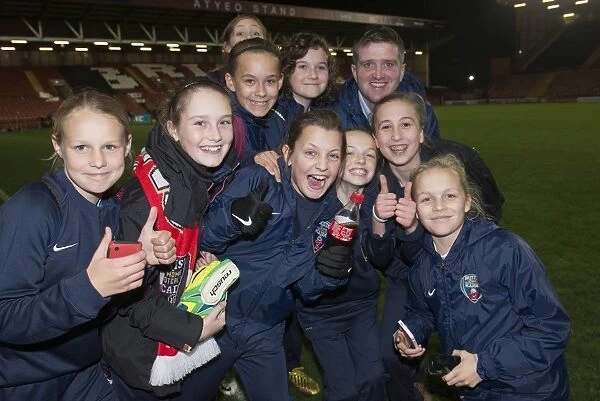 Bristol Academy Women's FC Manager Dave Edmondson Greets Excited Fans Before FC Barcelona Match