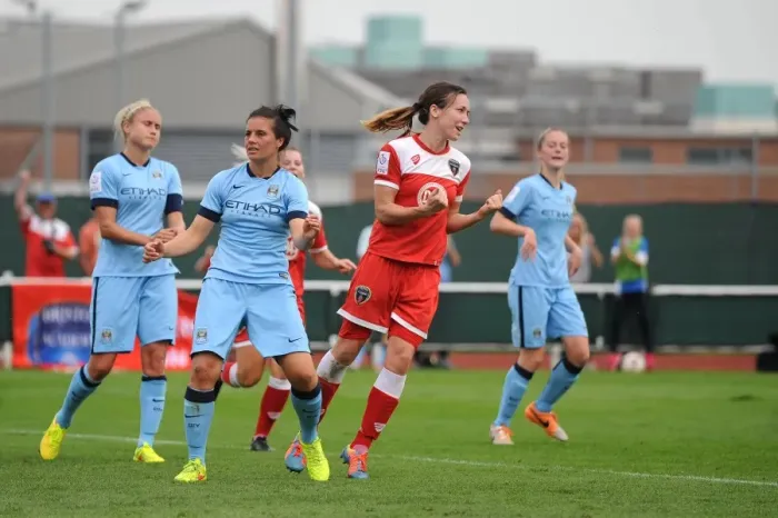 Framed Print : Bristol Academy Women's Star Corinne Yorston Scores Thriller in Womens Super League Match Against Manchester City Framed Print : Bristol Academy Women's Star Corinne Yorston Scores Thriller in Womens Super League Match Against Manchester City