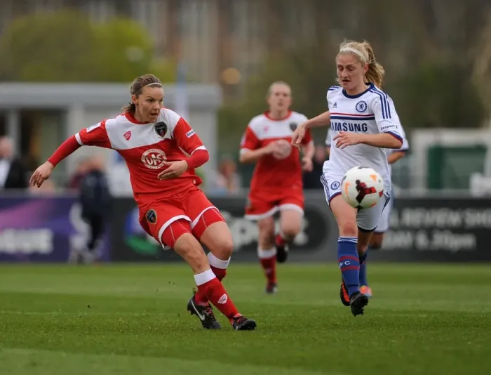 Framed Print : Bristol Academy's Loren Dykes in Action against Chelsea Ladies, FA Womens Super League, 2014 Framed Print : Bristol Academy's Loren Dykes in Action against Chelsea Ladies, FA Womens Super League, 2014