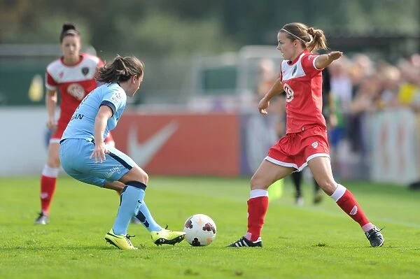 Bristol Academy's Loren Dykes in Action during Women's Super League Match against Manchester City