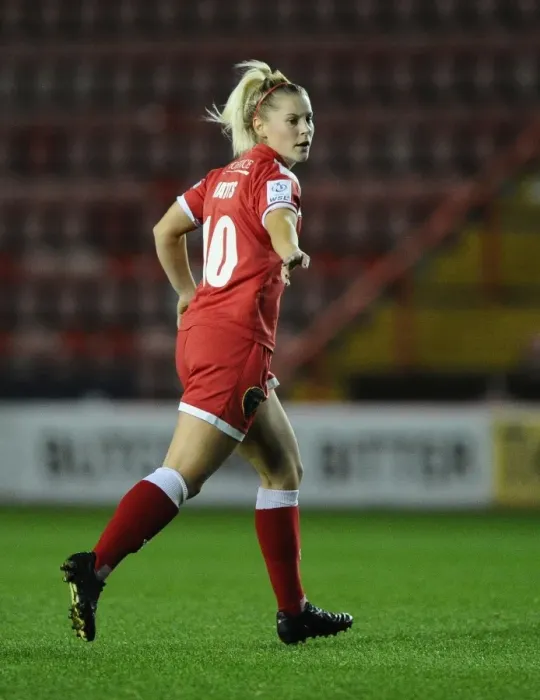 Framed Print : Bristol Academy's Nikki Watts Faces Off Against FC Barcelona in Champions League Showdown