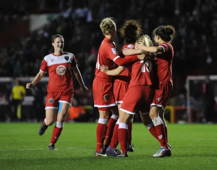 Framed Print : Bristol Academy's Nikki Watts Scores Upset Against FC Barcelona in Women's Champions League
