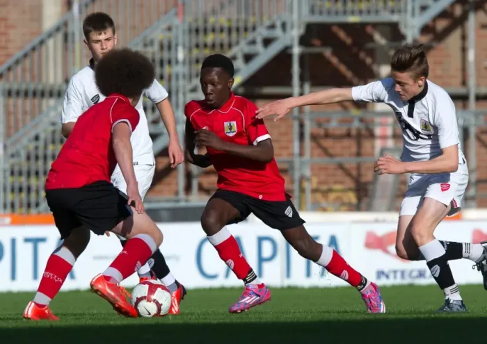 Framed Print : Bristol City Academy Players Train at Ashton Gate Stadium