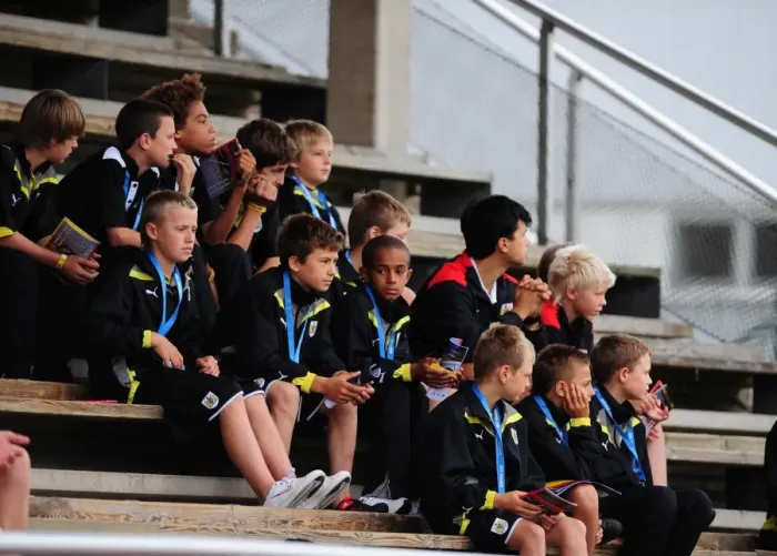 Framed Print : Bristol City Academy watch the first team train