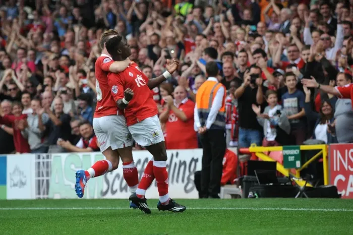 Framed Print : Bristol City: Agard and Elliott's Unstoppable Celebration - Sky Bet League One, 2014 Framed Print : Bristol City: Agard and Elliott's Unstoppable Celebration - Sky Bet League One, 2014