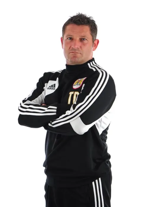 Framed Print : Bristol City Assistant Manager Tony Docherty - Pre-Season Head Shot at Ashton Gate Stadium