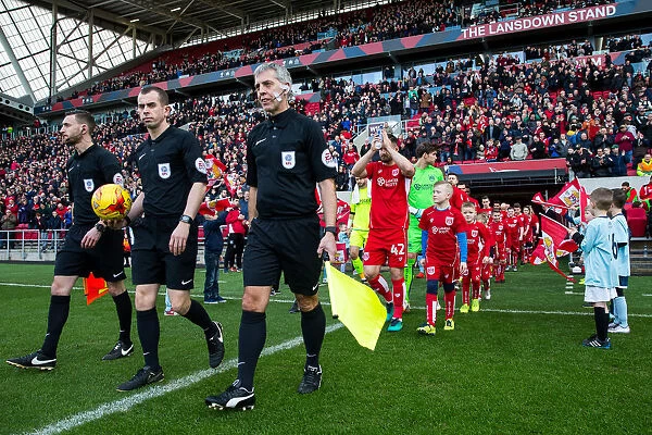Bristol City: Bailey Wright Leads Team Out of Tunnel vs Rotherham United, Sky Bet Championship, Ashton Gate Stadium