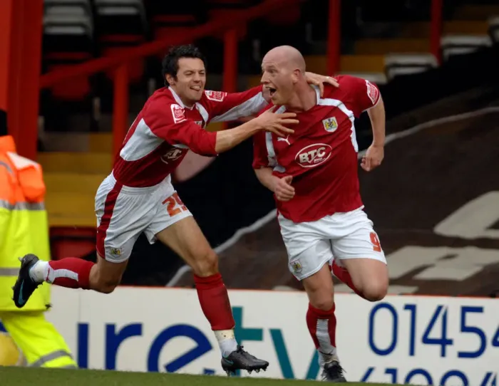 Framed Print : Bristol City: Brooker and Sproule in Euphoric Celebration (vs. Norwich City) Framed Print : Bristol City: Brooker and Sproule in Euphoric Celebration (vs. Norwich City)