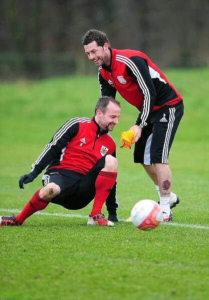 Bristol City: Captain Carey and McAllister Sharing a Laugh at Training