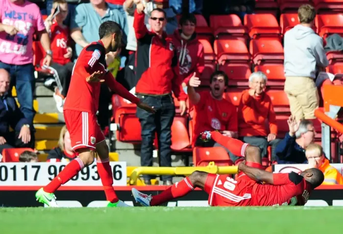 Framed Print : Bristol City Captain and Fans React in Shock as George Elokobi Suffers Horrific Injury Framed Print : Bristol City Captain and Fans React in Shock as George Elokobi Suffers Horrific Injury