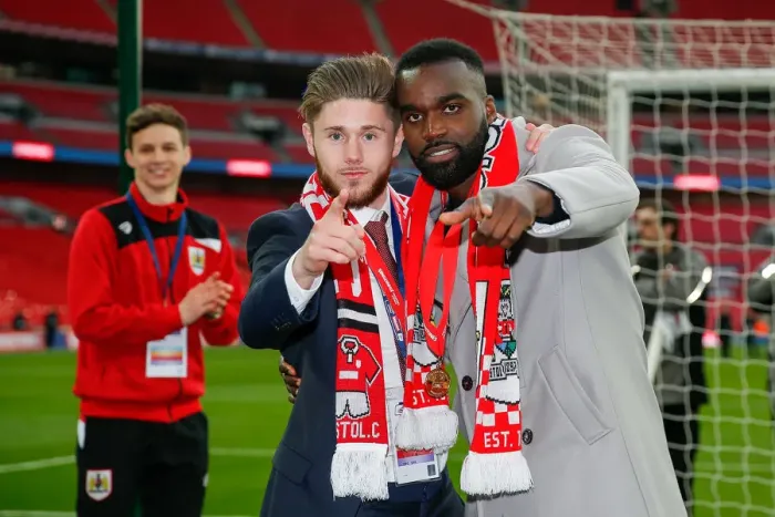 Framed Print : Bristol City Celebrate 2-0 Johnstones Paint Trophy Victory over Walsall: Wes Burns and Karleigh Osborne Rejoice Framed Print : Bristol City Celebrate 2-0 Johnstones Paint Trophy Victory over Walsall: Wes Burns and Karleigh Osborne Rejoice