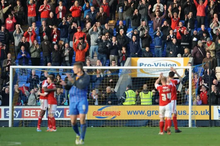 Framed Print : Bristol City Celebrate 2-3 Win Over Shrewsbury Town Framed Print : Bristol City Celebrate 2-3 Win Over Shrewsbury Town